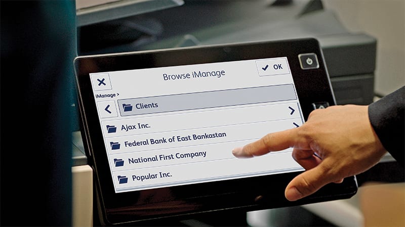 MFP Display screen iManage browse files