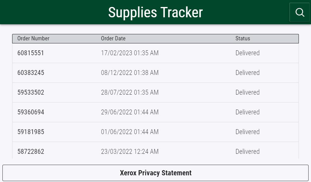 Illustration of the orders interface of the application